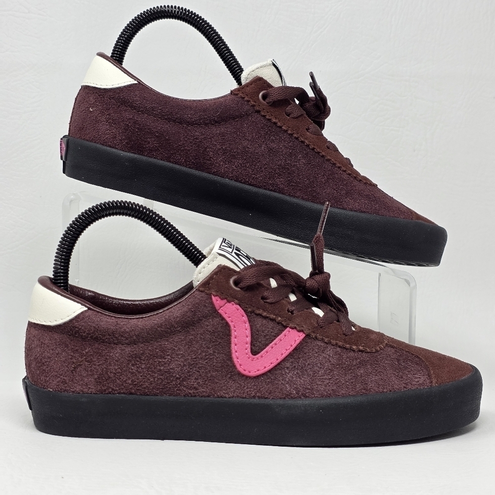 Vans Sport Low Burgundy Brown Pink VF 508357 Mens Size 7 Womens 8.5 Leather New - Picture 2 of 10